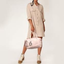 Pre Owned Dior Light Pink Cannage Soft Leather D Charm Boston Bag 