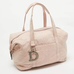 Pre Owned Dior Light Pink Cannage Soft Leather D Charm Boston Bag 