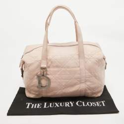 Pre Owned Dior Light Pink Cannage Soft Leather D Charm Boston Bag 