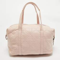 Pre Owned Dior Light Pink Cannage Soft Leather D Charm Boston Bag 