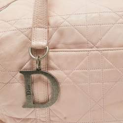 Pre Owned Dior Light Pink Cannage Soft Leather D Charm Boston Bag 
