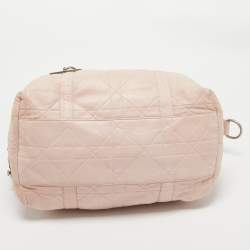 Pre Owned Dior Light Pink Cannage Soft Leather D Charm Boston Bag 