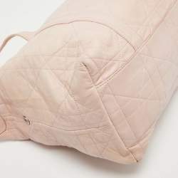 Pre Owned Dior Light Pink Cannage Soft Leather D Charm Boston Bag 