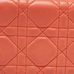 Dior Orange Cannage Leather Lady Dior Bifold Wallet