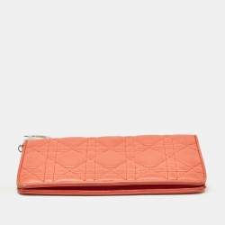 Dior Orange Cannage Leather Lady Dior Bifold Wallet