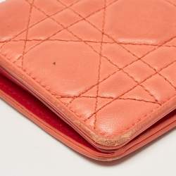 Dior Orange Cannage Leather Lady Dior Bifold Wallet