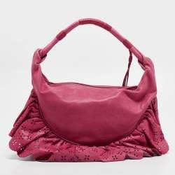 Dior Pink Leather Gipsy Ruffle Hobo