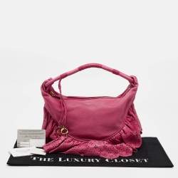 Dior Pink Leather Gipsy Ruffle Hobo