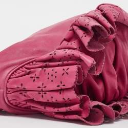 Dior Pink Leather Gipsy Ruffle Hobo