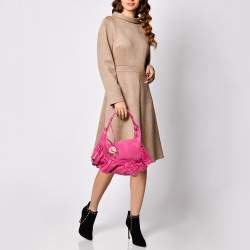 Dior Pink Leather Gipsy Ruffle Hobo