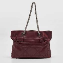 Pre Owned Dior Burgundy Cannage Leather Granville Chain Link Tote