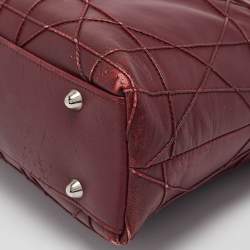 Pre Owned Dior Burgundy Cannage Leather Granville Chain Link Tote