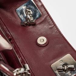 Pre Owned Dior Burgundy Cannage Leather Granville Chain Link Tote
