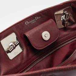 Pre Owned Dior Burgundy Cannage Leather Granville Chain Link Tote