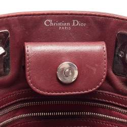 Pre Owned Dior Burgundy Cannage Leather Granville Chain Link Tote