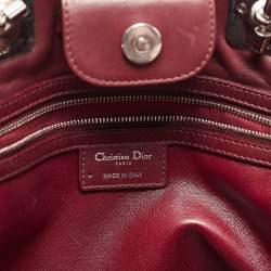 Pre Owned Dior Burgundy Cannage Leather Granville Chain Link Tote