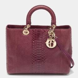 Dior Purple Python Large Lady Dior Tote