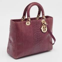 Dior Purple Python Large Lady Dior Tote