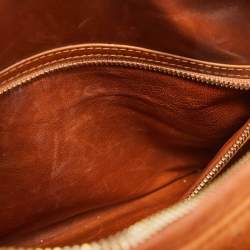 Pre Owned Dior Orange Ostrich Leather Large Lady Dior Tote