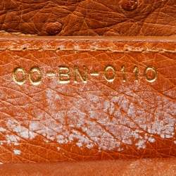Pre Owned Dior Orange Ostrich Leather Large Lady Dior Tote