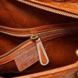 Pre Owned Dior Orange Ostrich Leather Large Lady Dior Tote