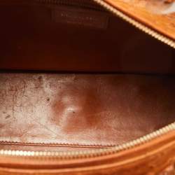 Pre Owned Dior Orange Ostrich Leather Large Lady Dior Tote