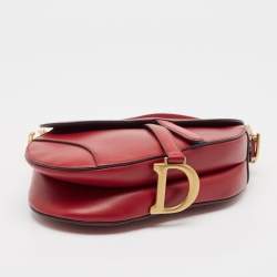 Pre Owned Dior Red Leather Saddle Bag