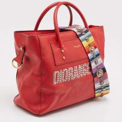 Pre Owned Dior Red Leather Diorangeles Tote