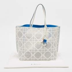 مملوكة مسبقًا Dior White Cannage Perforated Leather Dioriva Tote