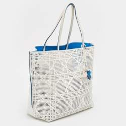 مملوكة مسبقًا Dior White Cannage Perforated Leather Dioriva Tote