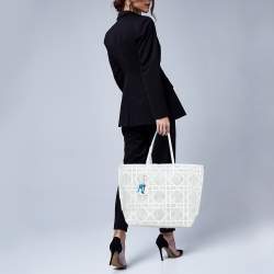 مملوكة مسبقًا Dior White Cannage Perforated Leather Dioriva Tote