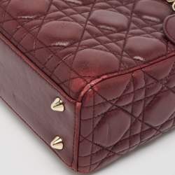 مملوكة مسبقًا Dior Burgundy Cannage Leather Small Lady Dior My ABCDior Tote