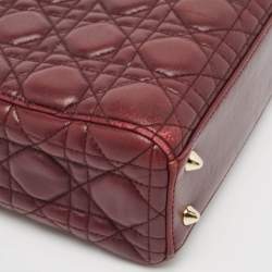 مملوكة مسبقًا Dior Burgundy Cannage Leather Small Lady Dior My ABCDior Tote