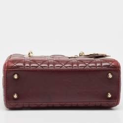 مملوكة مسبقًا Dior Burgundy Cannage Leather Small Lady Dior My ABCDior Tote