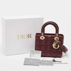 مملوكة مسبقًا Dior Burgundy Cannage Leather Small Lady Dior My ABCDior Tote