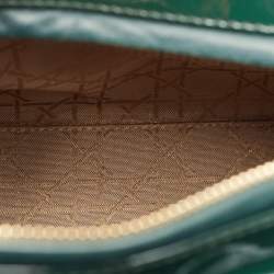 مملوكة مسبقًا Dior Green Cannage Patent Leather Medium Lady Dior Tote