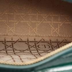 مملوكة مسبقًا Dior Green Cannage Patent Leather Medium Lady Dior Tote