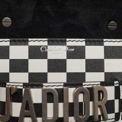 Dior Black/White Leather Mini Checkered J'Adior Crossbody Bag
