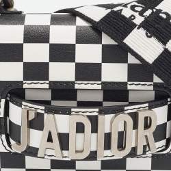 Dior Black/White Leather Mini Checkered J'Adior Crossbody Bag