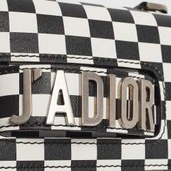 Dior Black/White Leather Mini Checkered J'Adior Crossbody Bag