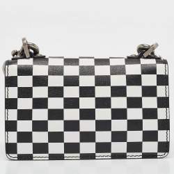Dior Black/White Leather Mini Checkered J'Adior Crossbody Bag