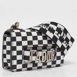 Dior Black/White Leather Mini Checkered J'Adior Crossbody Bag