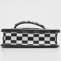 Dior Black/White Leather Mini Checkered J'Adior Crossbody Bag