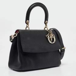 Dior Black Leather Small Be Dior Flap Top Handle Bag