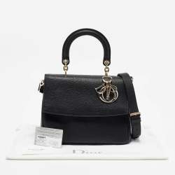 Dior Black Leather Small Be Dior Flap Top Handle Bag