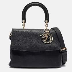 Dior Black Leather Small Be Dior Flap Top Handle Bag