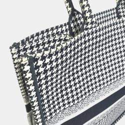Pre Owned Dior White/Black Houndstooth Book Tote Bag