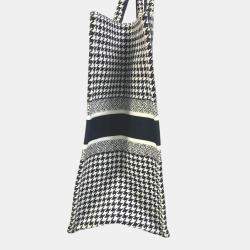 Dior White/Black Houndstooth Book Tote Bag