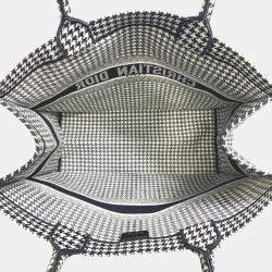 Pre Owned Dior White/Black Houndstooth Book Tote Bag