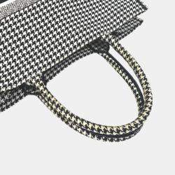 Pre Owned Dior White/Black Houndstooth Book Tote Bag